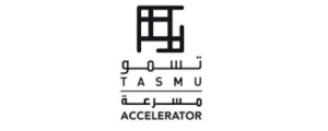 Tasmu Accelerator logo with an abstract geometric symbol and the words 'TASMU ACCELERATOR'.